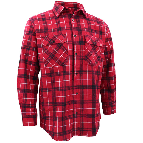 Darrahopens Fashion > Men's Fashion > Men's Shirts Men's 100% Cotton Flannelette Shirt Long Sleeve Plaid Check Flannel w Pockets, Scarlet Ember Plaid, 3XL