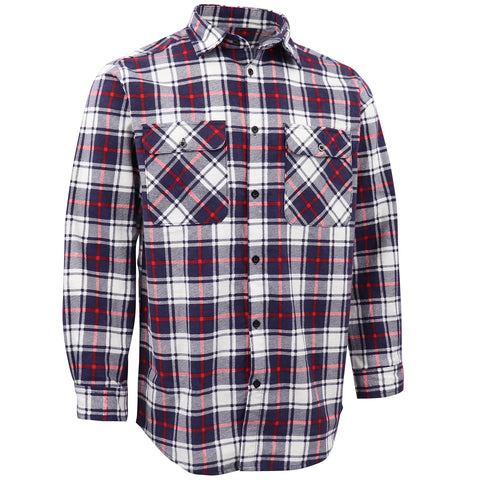 Darrahopens Fashion > Men's Fashion > Men's Shirts Men's 100% Cotton Flannelette Shirt Long Sleeve Plaid Check Flannel w Pockets, Snowfall Navy Plaid, L