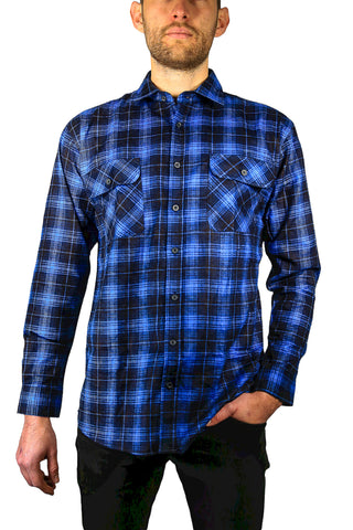Darrahopens Fashion > Men's Fashion > Men's Shirts Mens 100% Cotton Flannelette Shirt Long Sleeve Check Authentic Flannel - Blue - 6XL