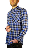 Darrahopens Fashion > Men's Fashion > Men's Shirts Mens 100% Cotton Flannelette Shirt Long Sleeve Check Authentic Flannel - Denim - 7XL