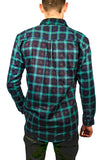 Darrahopens Fashion > Men's Fashion > Men's Shirts Mens 100% Cotton Flannelette Shirt Long Sleeve Check Authentic Flannel - Green/Navy - 5XL