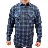 Darrahopens Fashion > Men's Fashion > Men's Shirts Mens Flannelette Long Sleeve Pullover Shirt 100% Cotton Flannel - Half Placket - Blue - 5XL