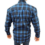 Darrahopens Fashion > Men's Fashion > Men's Shirts Mens Flannelette Long Sleeve Pullover Shirt 100% Cotton Flannel - Half Placket - Blue - 5XL