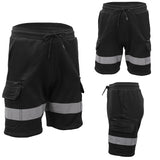Darrahopens Fashion > Men's Fashion > Men's Shorts Hi Vis Fleece Work Cargo Shorts w Reflective Tape Workwear Tradie Utility Pants, Black, S