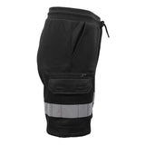 Darrahopens Fashion > Men's Fashion > Men's Shorts Hi Vis Fleece Work Cargo Shorts w Reflective Tape Workwear Tradie Utility Pants, Black, XL