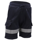 Darrahopens Fashion > Men's Fashion > Men's Shorts Hi Vis Fleece Work Cargo Shorts w Reflective Tape Workwear Tradie Utility Pants, Navy, 3XL