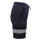 Darrahopens Fashion > Men's Fashion > Men's Shorts Hi Vis Fleece Work Cargo Shorts w Reflective Tape Workwear Tradie Utility Pants, Navy, S