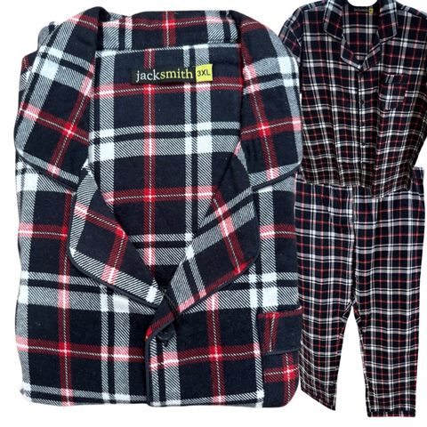 Darrahopens Fashion > Men's Fashion > Men's Sleepwear Mens Plus Size Flannelette Pyjamas 100% Cotton PJs Set Top Pants in Red Check - 3XL