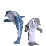 Darrahopens Fashion > Men's Fashion > Men's Sleepwear Shark Onesie Pajamas Blue-Gray Shark 140 Sleeping Bag Blanket Cartoon Jumpsuit Flannel Home Wear for Men and Women