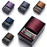Darrahopens Fashion > Men's Fashion > Men's Suits & Tuxedos HB383 Dark Blue Premium Men's 4-Piece Formal Tie Set -  Necktie, Pocket Square, Cufflinks, and Tie Clip in a Luxury Gift Box In Australia - Darrahopens