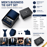 Darrahopens Fashion > Men's Fashion > Men's Suits & Tuxedos HB383 Dark Blue Premium Men's 4-Piece Formal Tie Set -  Necktie, Pocket Square, Cufflinks, and Tie Clip in a Luxury Gift Box In Australia - Darrahopens