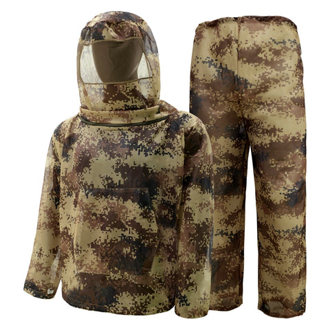 Darrahopens Fashion > Men's Fashion > Men's Sweats & Trackpants Desert Digital Camouflage Mosquito Repellent Suit Ultra-Fine Mesh Hooded Ghillie Suit for Outdoor Hunting Camping Fishing and Beekeeping(XL/XXL)