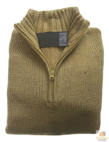 Darrahopens Fashion > Men's Fashion > Men's Sweats & Trackpants Mens Knit Jumper Pullover Sweater Knitted Casual Stretch Warm Winter  - Half Zip Maize 17 (KW14) - L