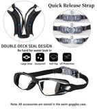 Darrahopens Fashion > Men's Fashion > Men's Swimwear Black Swim Goggles Set with Cap, Nose Clip, Earplugs & Case: Anti-Fog UV Protection for Men & Women