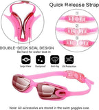 Darrahopens Fashion > Men's Fashion > Men's Swimwear Pink Swim Goggles Set with Cap, Nose Clip, Earplugs & Case: Anti-Fog UV Protection for Men & Women