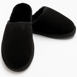 Darrahopens Fashion > Men's Fashion > Men's Thongs & Sandals 100% Sheepskin Moccasin Slippers Winter Genuine Scuffs Slip On Mens Womens - Black (without fur) - 8