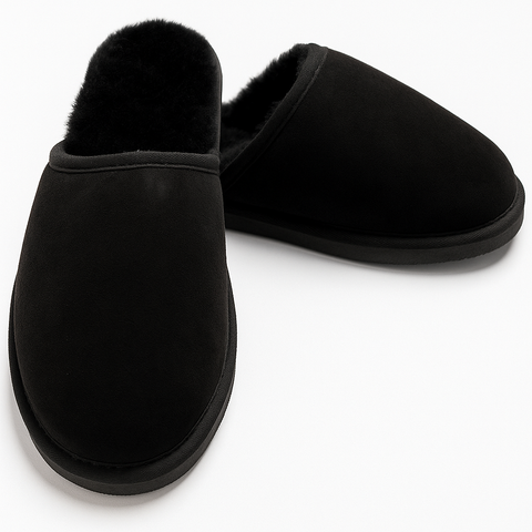 Darrahopens Fashion > Men's Fashion > Men's Thongs & Sandals 100% Sheepskin Moccasin Slippers Winter Genuine Scuffs Slip On Mens Womens - Black (without fur) - 8