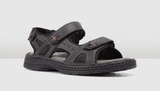 Darrahopens Fashion > Men's Fashion > Men's Thongs & Sandals HUSH PUPPIES SIMMER Mens Leather Adjustable Strap Comfort Sandals Shoes - Black In Australia - Darrahopens