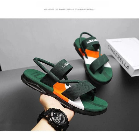 Darrahopens Fashion > Men's Fashion > Men's Thongs & Sandals Men's 3-Color Convertible Sandals & Slippers, Outdoor Non-Slip EVA Thick-Sole Beach Shoes for Dual Wear(green)