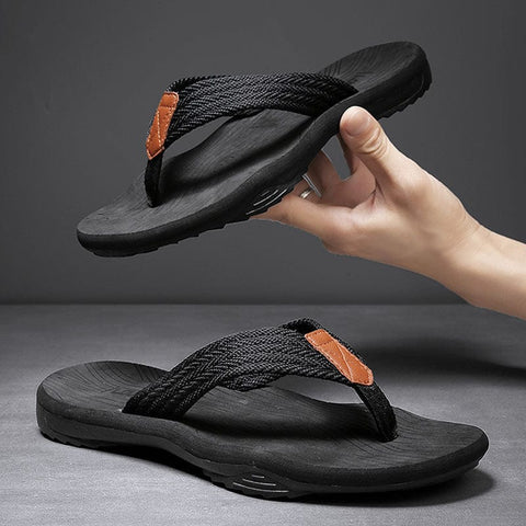 Darrahopens Fashion > Men's Fashion > Men's Thongs & Sandals Men's Outdoor Non-Slip Flip Flops, 6 Colors EVA Lightweight Thick-Sole Beach Sandals for Casual & Sports(black)