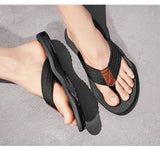 Darrahopens Fashion > Men's Fashion > Men's Thongs & Sandals Men's Outdoor Non-Slip Flip Flops, 6 Colors EVA Lightweight Thick-Sole Beach Sandals for Casual & Sports(black)