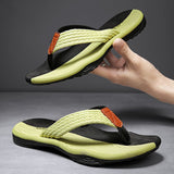 Darrahopens Fashion > Men's Fashion > Men's Thongs & Sandals Men's Outdoor Non-Slip Flip Flops, 6 Colors EVA Lightweight Thick-Sole Beach Sandals for Casual & Sports(black and green)