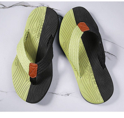 Darrahopens Fashion > Men's Fashion > Men's Thongs & Sandals Men's Outdoor Non-Slip Flip Flops, 6 Colors EVA Lightweight Thick-Sole Beach Sandals for Casual & Sports(black and green)