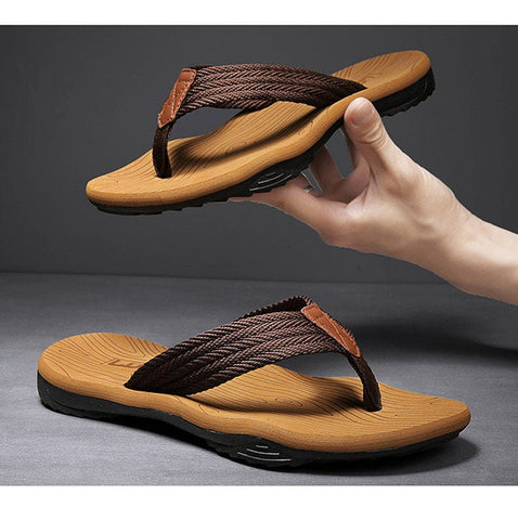 Darrahopens Fashion > Men's Fashion > Men's Thongs & Sandals Men's Outdoor Non-Slip Flip Flops, 6 Colors EVA Lightweight Thick-Sole Beach Sandals for Casual & Sports(khaki)