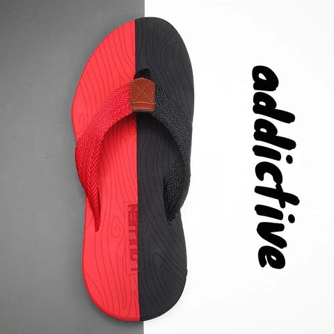 Darrahopens Fashion > Men's Fashion > Men's Thongs & Sandals Men's Outdoor Non-Slip Flip Flops, 6 Colors EVA Lightweight Thick-Sole Beach Sandals for Casual & Sports(red and black)