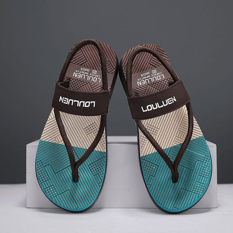 Darrahopens Fashion > Men's Fashion > Men's Thongs & Sandals Men's Outdoor Non-Slip Sandals, 4-Color EVA Lightweight Thick-Sole Beach Slippers for Casual & Sports(brown)