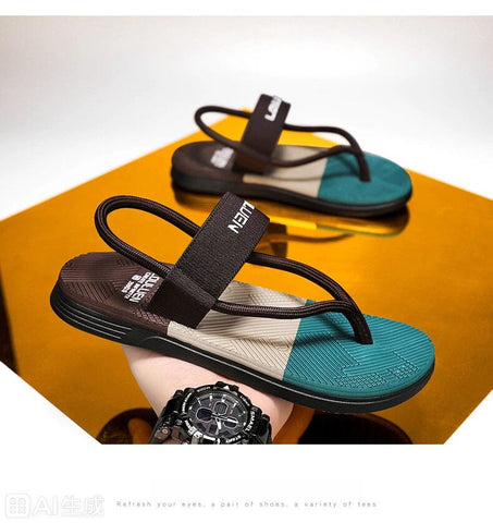 Darrahopens Fashion > Men's Fashion > Men's Thongs & Sandals Men's Outdoor Non-Slip Sandals, 4-Color EVA Lightweight Thick-Sole Beach Slippers for Casual & Sports(brown)