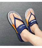 Darrahopens Fashion > Men's Fashion > Men's Thongs & Sandals Men's Outdoor Non-Slip Sandals, 4-Color EVA Lightweight Thick-Sole Beach Slippers for Casual & Sports(dark blue)