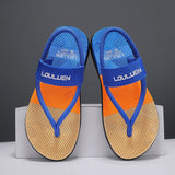 Darrahopens Fashion > Men's Fashion > Men's Thongs & Sandals Men's Outdoor Non-Slip Sandals, 4-Color EVA Lightweight Thick-Sole Beach Slippers for Casual & Sports(dark blue)