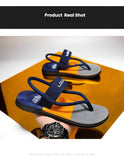 Darrahopens Fashion > Men's Fashion > Men's Thongs & Sandals Men's Outdoor Non-Slip Sandals, 4-Color EVA Lightweight Thick-Sole Beach Slippers for Casual & Sports(dark blue)