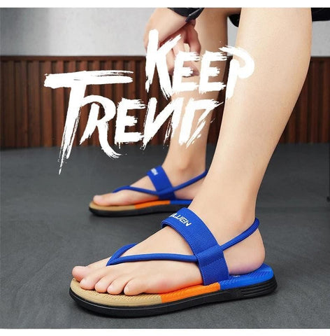 Darrahopens Fashion > Men's Fashion > Men's Thongs & Sandals Men's Outdoor Non-Slip Sandals, 4-Color EVA Lightweight Thick-Sole Beach Slippers for Casual & Sports(royal blue)