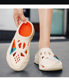 Darrahopens Fashion > Men's Fashion > Men's Thongs & Sandals Men's Summer EVA Crocs with 3 Color Options - Breathable, Non-Slip, Comfortable Beach & Casual Sandals(white&orange)