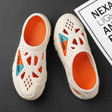Darrahopens Fashion > Men's Fashion > Men's Thongs & Sandals Men's Summer EVA Crocs with 3 Color Options - Breathable, Non-Slip, Comfortable Beach & Casual Sandals(white&orange)
