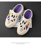 Darrahopens Fashion > Men's Fashion > Men's Thongs & Sandals Men's Summer EVA Crocs with 3 Color Options - Breathable, Non-Slip, Comfortable Beach & Casual Sandals(white&purple)