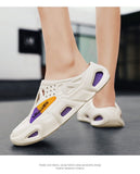 Darrahopens Fashion > Men's Fashion > Men's Thongs & Sandals Men's Summer EVA Crocs with 3 Color Options - Breathable, Non-Slip, Comfortable Beach & Casual Sandals(white&purple)