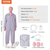 Darrahopens Fashion > Men's Fashion > Men's Thongs & Sandals VEVOR Nursing Training Manikin, Male Life Size Demonstration Human Manikin for Nursing Training, Multifunctional Education Teaching Model Supplies, PVC Anatomical Mannequin Body Care Simulator Model
