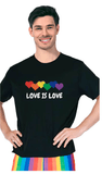 Darrahopens Fashion > Men's Fashion > Men's Tops & T-shirts Adult Rainbow T Shirt Top Tee Gay Pride LGBTQ Love Is Love - Black - One Size