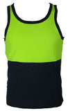 Darrahopens Fashion > Men's Fashion > Men's Tops & T-shirts Hi Vis SINGLET Work Wear Safety Tank Top Fluro Micro Mesh UPF50+ High Visibility - Lime - Large
