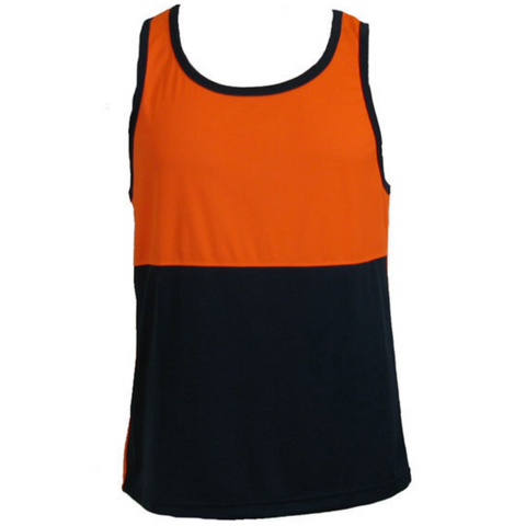 Darrahopens Fashion > Men's Fashion > Men's Tops & T-shirts Hi Vis SINGLET Work Wear Safety Tank Top Fluro Micro Mesh UPF50+ High Visibility - Orange - Medium