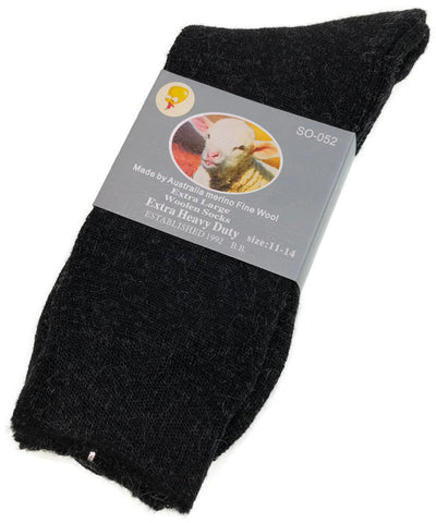 Darrahopens Fashion > Men's Fashion > Men's Underwear & Socks 1 Pair Merino Wool Blend Woolen Work Socks Hiking Heavy Duty Warm Winter Thermal - Black - 11-14