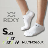Darrahopens Fashion > Men's Fashion > Men's Underwear & Socks 12X Rexy Seamless Sport Sneakers Socks Small Non-Slip Heel Tab MULTI COLOUR