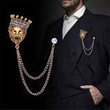 Darrahopens Fashion > Men's Fashion > Men's Underwear & Socks 2 pack Vintage Men Crowned Lion King With Stone Hanging Chain Brooch Pins Lapel Pin, Suit Coat for Women Accessories