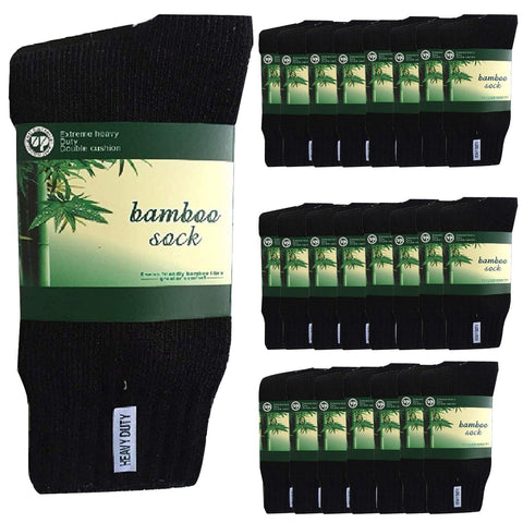 Darrahopens Fashion > Men's Fashion > Men's Underwear & Socks 24 Pairs BAMBOO SOCKS Mens Heavy Duty Premium Thick Work Socks Cushion BULK - Black In Australia - Darrahopens