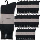 24 Pairs PREMIUM BAMBOO SOCKS Mens Heavy Duty Thick Work Socks BULK Cushion - Charcoal Grey In Australia - Darrahopens