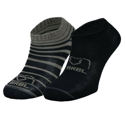 Darrahopens Fashion > Men's Fashion > Men's Underwear & Socks 2pk BRBL Baloo Ankle Socks Low Cut MADE IN ITALY  - Dark Grey/Mid Grey - L