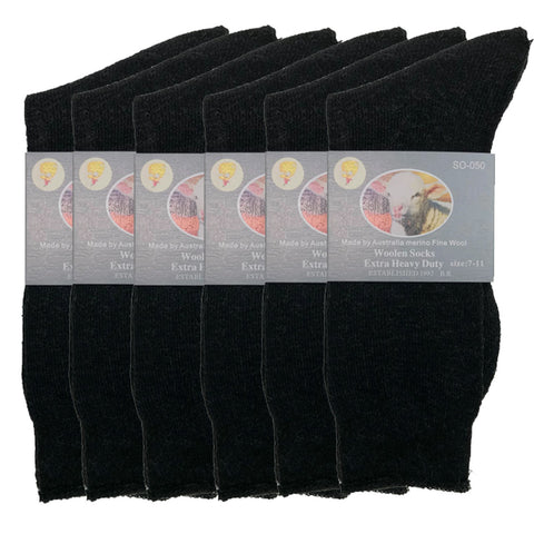 Darrahopens Fashion > Men's Fashion > Men's Underwear & Socks 6 Pairs Merino Wool Blend Woolen Work Socks Hiking Heavy Duty Warm Thermal Bulk - Black - 11-14